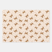 Feuille De Papier Cadeau Petits Chevaux Brown - sur rose saumon. (Devant)