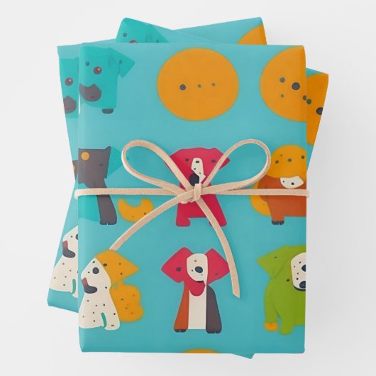 Feuille De Papier Cadeau Petits Chiens (En situation)