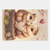 Feuille De Papier Cadeau Petits écureuils mignons en amour (Devant 2)