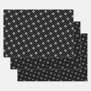Feuille De Papier Cadeau Petits flocons de neige et cristaux