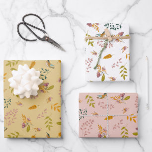 Feuille De Papier Cadeau Petits oiseaux au printemps