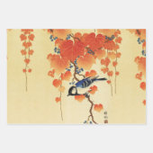 FEUILLE DE PAPIER CADEAU PETITS OISEAUX, COCHERS DE PEAU, ROSES ROSES ROSES (Devant 2)