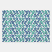 Feuille De Papier Cadeau Petits serpents drôles (turquoise et bleue) (Devant 3)