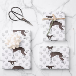 Feuille De Papier Cadeau Phoque Et Blanc Chiens Grisons Italiens Gris Avec