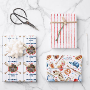 Feuille De Papier Cadeau Photo Anniversaire Rookie De Baseball De L'Année