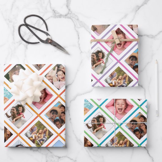 Feuille De Papier Cadeau Photo Collage Anniversaire (Recto)