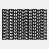 Feuille De Papier Cadeau Photo Collage Monogramme noir blanc (Devant 2)