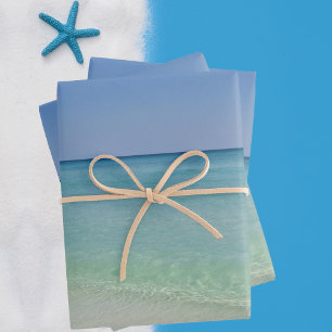 Feuille De Papier Cadeau Photo Côtière Joli Bleu Océan Pittoresque Mer