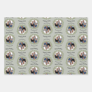 Feuille De Papier Cadeau Photo de Noël & Calligraphie sur Branches