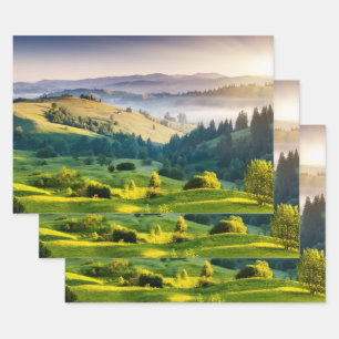 Feuille De Papier Cadeau Photo de paysage naturel de collines ondoyantes