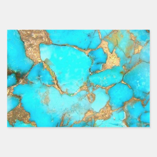Feuille De Papier Cadeau photo en pierre turquoise (Devant)