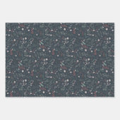 Feuille De Papier Cadeau Photo moderne floral rouge vert bleu (Devant 2)