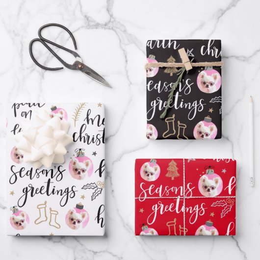 Feuille De Papier Cadeau Photo Noël Phrases Variété Pack (Recto)