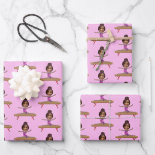 Feuille De Papier Cadeau Photo personnalisé de gymnastique afro-américaine