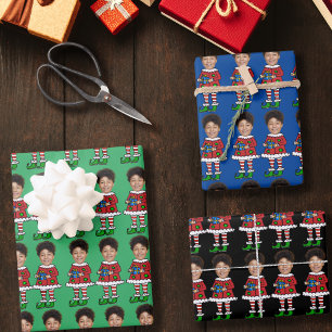 Feuille De Papier Cadeau Photo Personnalisée Visage Elf Noël Photo Personna