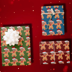 Feuille De Papier Cadeau Photo personnalisée Visage pain d'épice drôle Trum