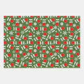 Feuille De Papier Cadeau Pickleball de Noël Paddles Vert Rouge Boules Ho Ho (Devant 2)