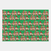 Feuille De Papier Cadeau Pickleball | Gnomes Festives Rétro (Devant 3)