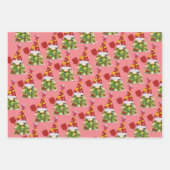 Feuille De Papier Cadeau Pickleball | Gnomes Festives Rétro (Devant)