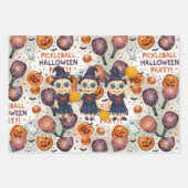 Feuille De Papier Cadeau Pickleball Halloween thème pour la fête (Devant)