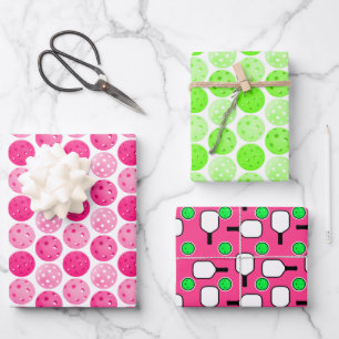 Feuille De Papier Cadeau Pickleball Pink Green White Pickleball Party