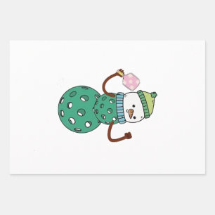 Feuille De Papier Cadeau Pickleball Snowman Drôle Noël Noël Noël Noël Noël