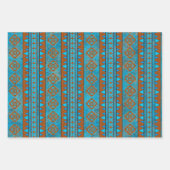 Feuille De Papier Cadeau Pics Turquoise géométrique du sud-ouest (Devant)