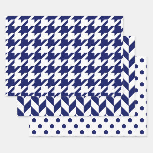 Feuille De Papier Cadeau Pied-de-poule, Sergé, Points DIY Couleurs Blanc Bl