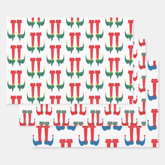Feuille De Papier Cadeau Pieds elfes de Noël et talons Whimsical (Lot)