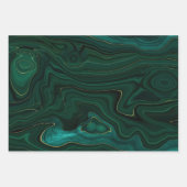 Feuille De Papier Cadeau Pierre de Malachite verte et dorée (Devant 2)