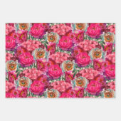 Feuille De Papier Cadeau Pierre rose et blanche et fleurs d'Hydrangée (Devant)