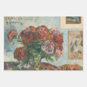 Feuille De Papier Cadeau Pierre rouge Fleurs Paul Gaugin Art (Devant 3)