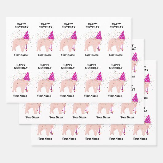 Feuille De Papier Cadeau Pig Party - Animaux à la fête d'anniversaire (Lot)