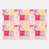 Feuille De Papier Cadeau Pig Patchwork Floral Rustique fête d'anniversaire (Devant 3)