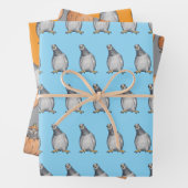 Feuille De Papier Cadeau Pigeons mignons (En situation)
