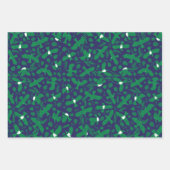 Feuille De Papier Cadeau Pigeons verts sur bleu (Devant 3)