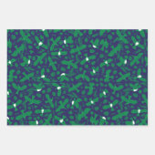 Feuille De Papier Cadeau Pigeons verts sur bleu (Devant 2)