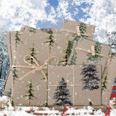 Feuille De Papier Cadeau Pin Rustique Kraft Et Épinette Matte