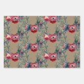 Feuille De Papier Cadeau Pin Rustique Rose Kraft & Trellis vert épinette (Devant 3)