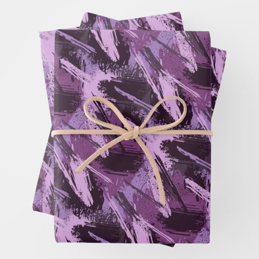 Feuille De Papier Cadeau Pinceau noir violet (En situation)