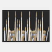 Feuille De Papier Cadeau Pinceaux et palette d'artistes (Devant)