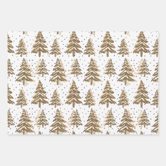 Feuille De Papier Cadeau Pine Forest Gold Speckles (Devant 2)