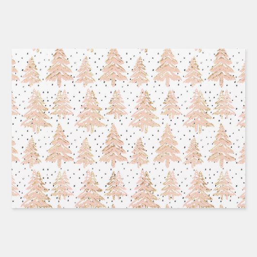 Feuille De Papier Cadeau Pine Forest Gold Speckles (Devant)