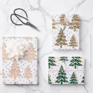 Feuille De Papier Cadeau Pine Forest Gold Speckles