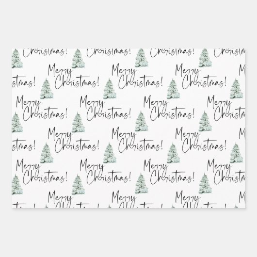 Feuille De Papier Cadeau Pine Tree Joyeux Noël (Devant)