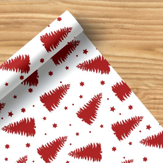 Feuille De Papier Cadeau Pine Tree Red Buffalo Plaid Holiday