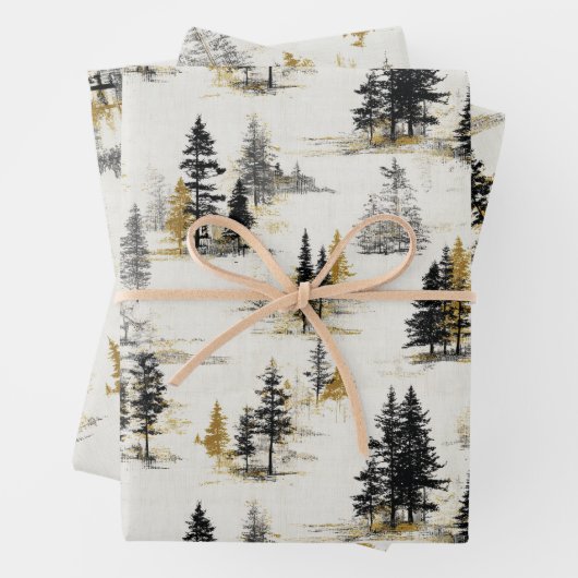 Feuille De Papier Cadeau Pine trees scenery landscape (En situation)