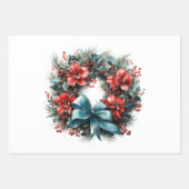 Feuille De Papier Cadeau Pine Wreath avec Holly Christmas (Devant)