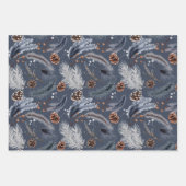 Feuille De Papier Cadeau Pinecones Festive hiver ou Noël Botanique (Devant)