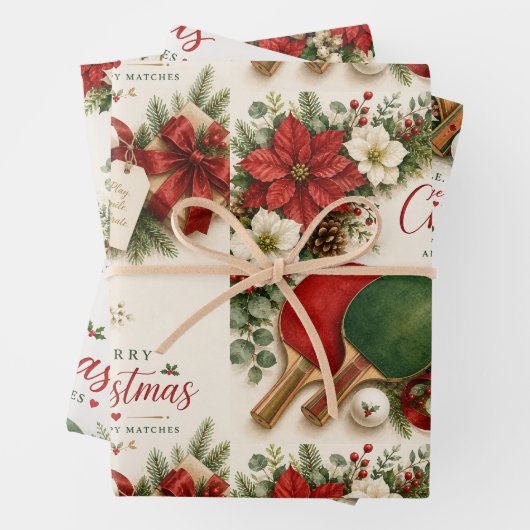 Feuille De Papier Cadeau Ping pong thème de Noël (En situation)